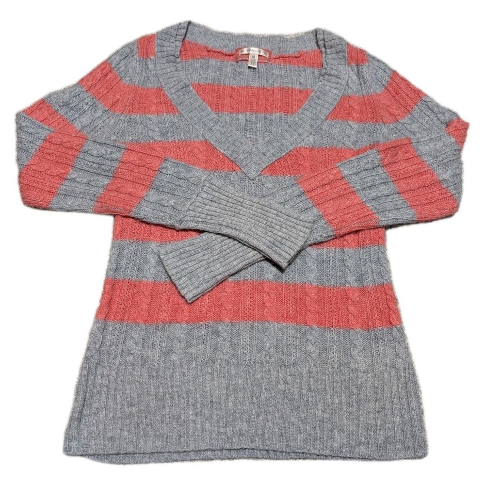 Aeropostale Clothes Angora Sweater‎ Stripe Grey Coral M Rabbit Hair